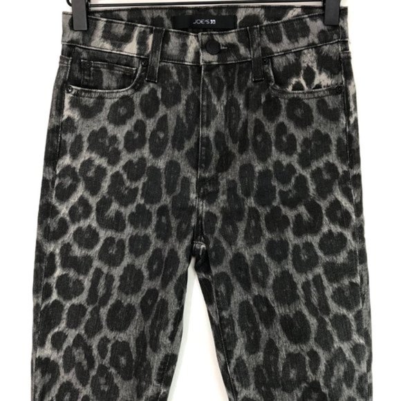 New Joe's Jeans Leopard Print High Rise Raw Hem Skinny Ankle Jeans Grey Size 24 - Picture 7 of 16